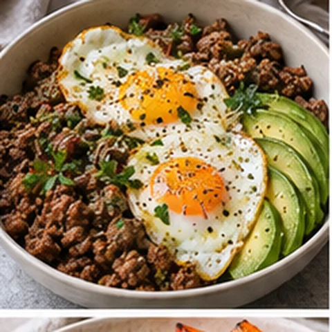 Beef Mince + Fried Eggs + Avocado
