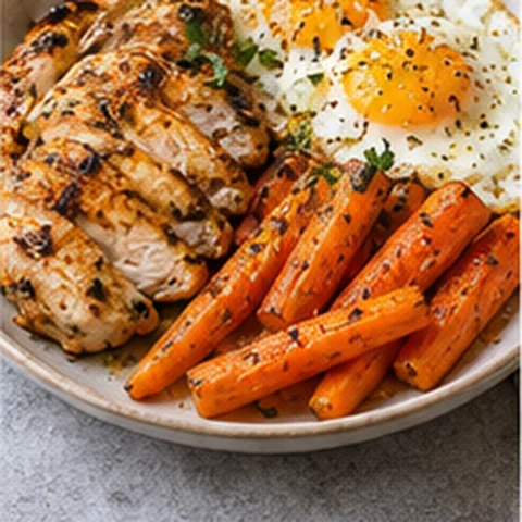 Chicken + Eggs + Roasted Carrots