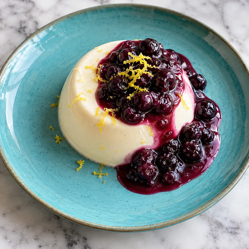 Lemon Panna Cotta with Blueberry Compote