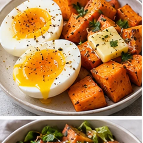Soft-Boiled Eggs + Buttered Sweet Potato